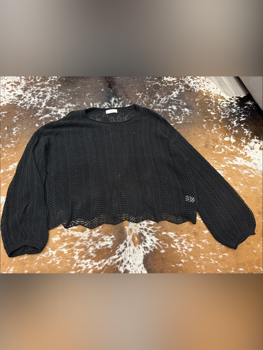 Black Open Knit Lightweight Sweater